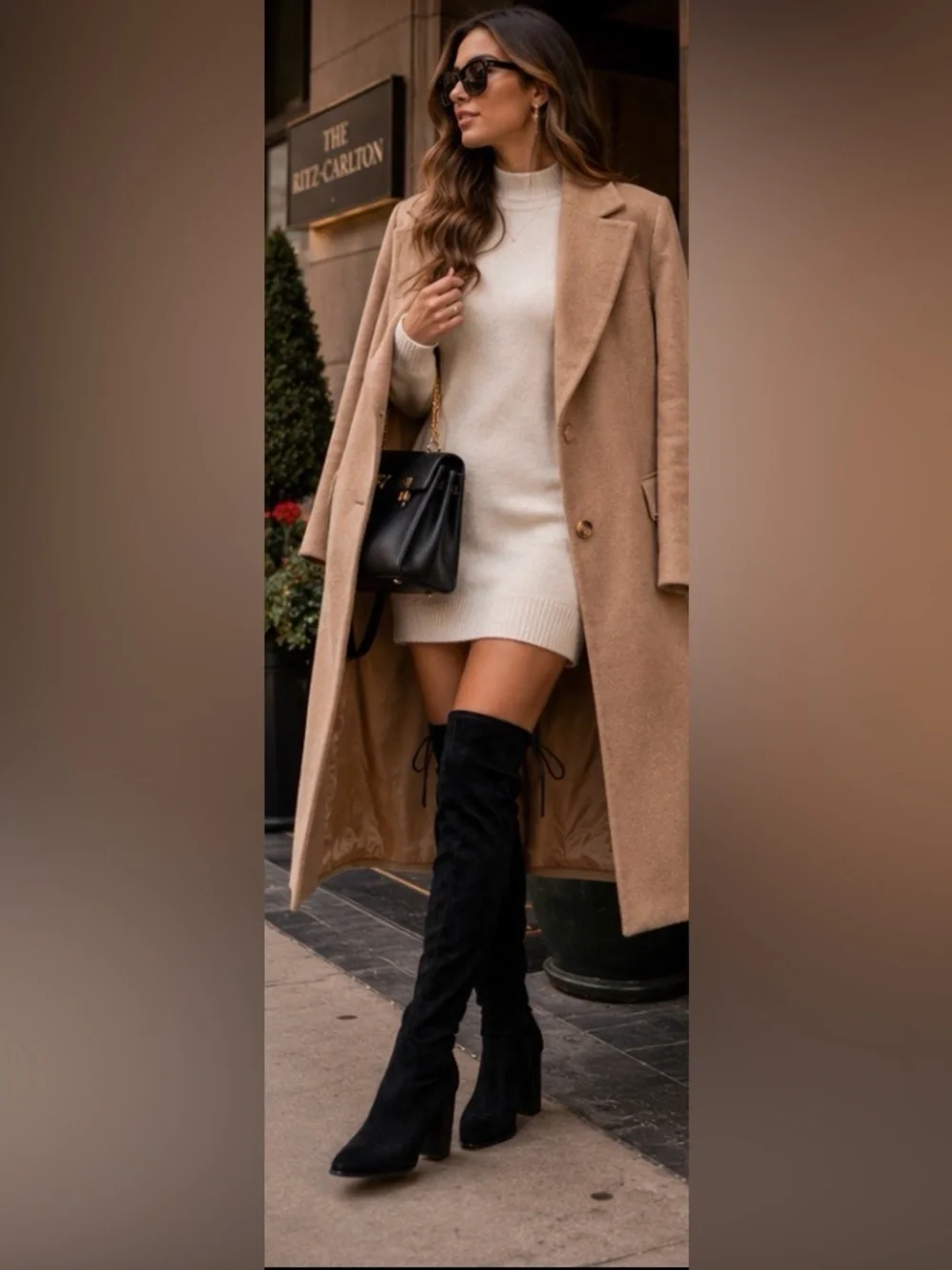 Marc Fisher LTD Okun Black Suede Over-the-Knee Boots Mob Wife Old Money Chic